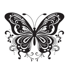 Butterfly continuous line drawing elements set isolated on white background for logo or decorative element. Vector illustration of various insect forms in trendy outline style