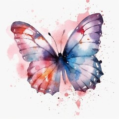 Obraz na płótnie Canvas Watercolor butterfly , white isolated background. Generative AI