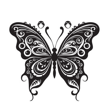 Butterfly continuous line drawing elements set isolated on white background for logo or decorative element. Vector illustration of various insect forms in trendy outline style