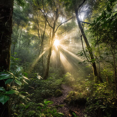 Nature's Spotlight: Sunlight Casting its Spell in the Forest