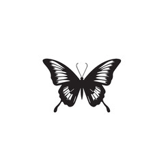 Plakat Butterfly continuous line drawing elements set isolated on white background for logo or decorative element. Vector illustration of various insect forms in trendy outline style