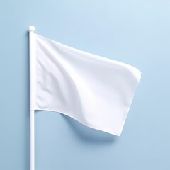 White Flag On Pale Pastel Blue Background, Created With Generative AI