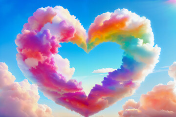 Beautiful colorful clouds in heart shape for valentine day background. generative ai. - 606993867