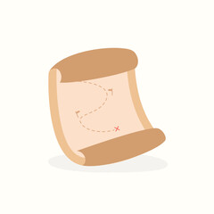 Treasure Map, Hiking and Camping Equipment illustration