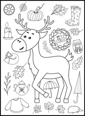 Fototapeta na wymiar Autumn Coloring Pages for Kids