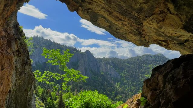 view window from a high and mysterious cave