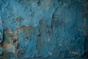 Papier Peint photo autocollant Vieux mur texturé sale Blue old wall grunge. Generate Ai