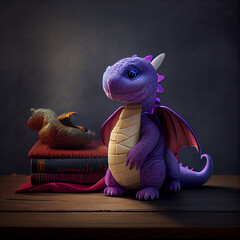 Baby dragon in 3d style. Generative AI Digital Illustration