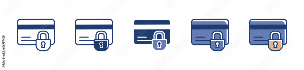 Aufkleber secure payment debit card icon vector collection with lock security credit card symbol for transacti