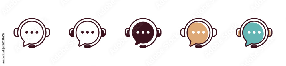 Poster simple bubble speech customer service and support icon vector hotline assist center for client manag