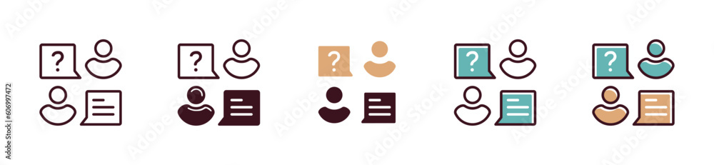 Poster live customer support icon set. client online assistance hotline support illustration for business w