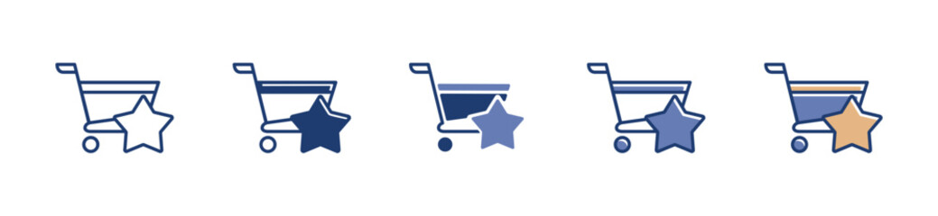 set of favorited product list cart icons vector for wishlist online shopping illustration 