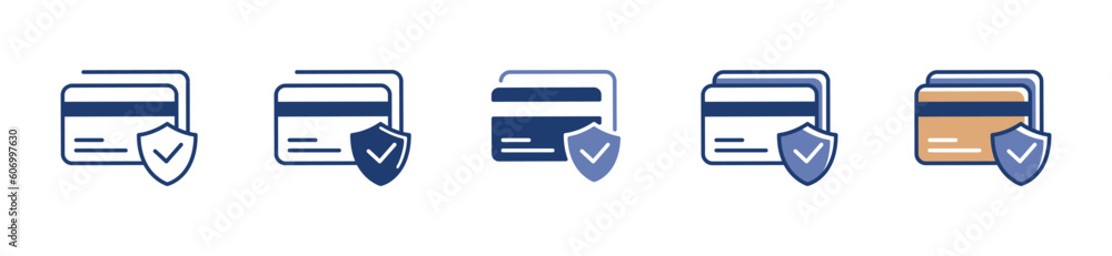 Aufkleber secure payment debit card icon with check shield vector  illustration safety transaction symbol for business web or app template interface