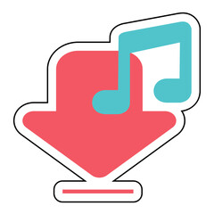 Obraz premium Sticker DOWNLOAD MUSIC design vector icon design vector line icon svg