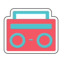 Sticker RADIO TAPE design vector icon design vector line icon svg
