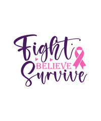 Fototapeta na wymiar Breast Cancer SVG Bundle Cut Files, Vector Printable Clipart, Cancer Awareness SVG, Pink Ribbon Svg, Cancer Shirt Print Svg