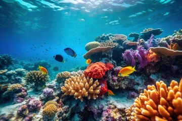Fototapeta na wymiar Beautiful tropical fish, coral reef. wallpaper,Generative AI