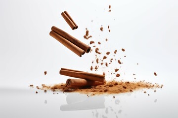 Cinnamon sticks powder. Generate Ai