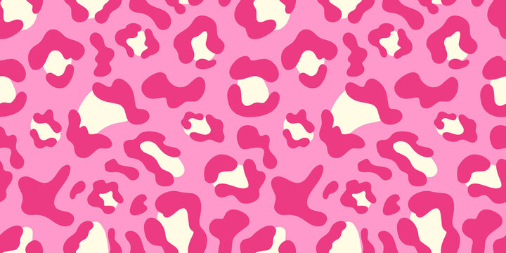 Multicolored Leopard Seamless Pattern. Pink doll palette. Long rectangular print