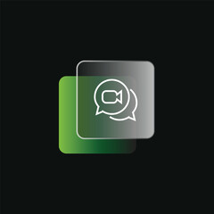 Video call glass morphism icon button design vector