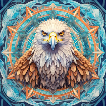 Eagle badge mandala . AI generated