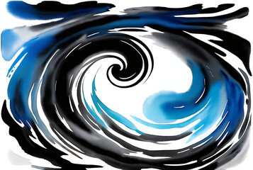 Swirling matte black flower with waves. - obrazy, fototapety, plakaty