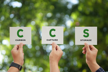 Carbon Capture and Storage (CCS) concept. Reducing carbon emissions commitment to limit climate...