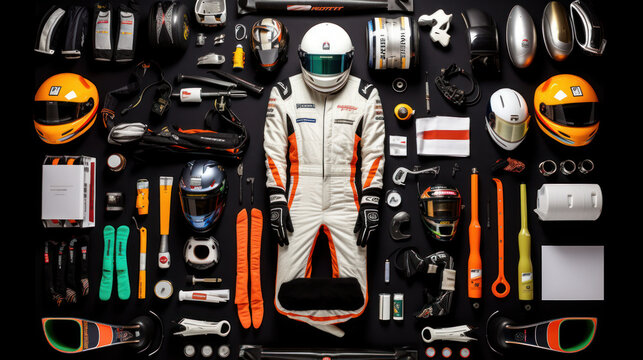On the Fast Lane: Minimalistic Capture of Racing Driver Equipment in Knolling Style. Generative AI