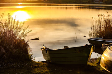 Tranquil Morning View of Moored Boat