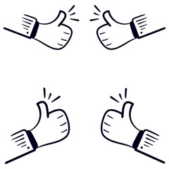 Thumbs up hand gesture line. Special offer. Best recommended product. Oke and like symbol icon hand drawn vector illustration