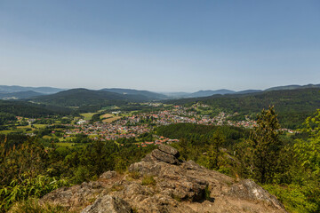 Fototapeta na wymiar View at Bodenmais from mount Silberberg in lower bavaria, germany