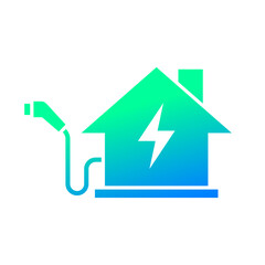Electric vehicle charging at home icon, Ev charging point station, Vector illustration