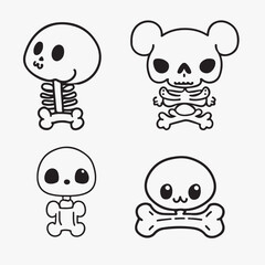 set of funny cartoon bones 