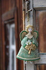 figure of angel on the old door