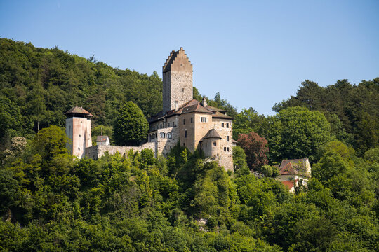 12th-century fairytale castle on a hill in the Altm&uuml;hl valley in Bavaria, Germany (Kipfenberg)