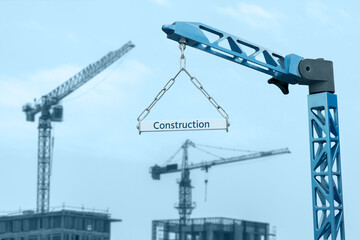 Symbolic crane with the inscription CONSTRUCTION