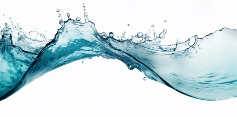 Obraz premium Teal water splash wave on white background. Generative Ai