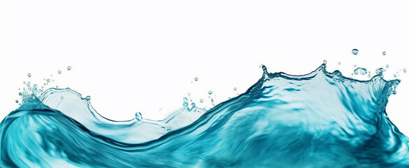 Teal water splash wave on white background. Generative Ai