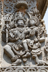 Fototapeta na wymiar Sculptures created by Hoysala dynasty in 12 Century at Halebidu in Karnataka India