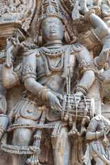 Fototapeta na wymiar Sculptures created by Hoysala dynasty in 12 Century at Halebidu in Karnataka India