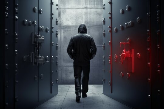 Thief bank safe door. Generate Ai