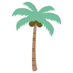 Vector palm tree illustration, Toropical summer icon.
