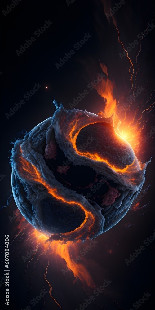 Canvas Prints background explosion collision of two planets in the sky (green and white)