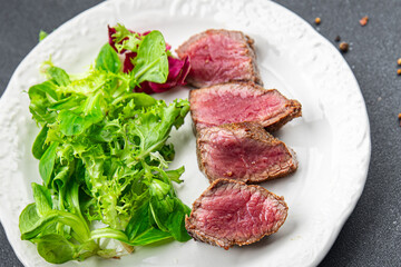 beef steak rare fresh fried meat roasting meal food snack on the table copy space food background rustic top view