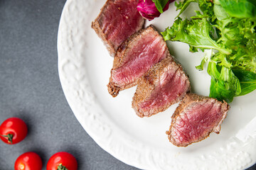 beef steak rare fresh fried meat roasting meal food snack on the table copy space food background rustic top view