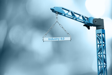 Symbolic construction crane with the inscription INDUSTRY 4.0