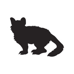 Black silhouette of a cat isolated on transparent background. PNG