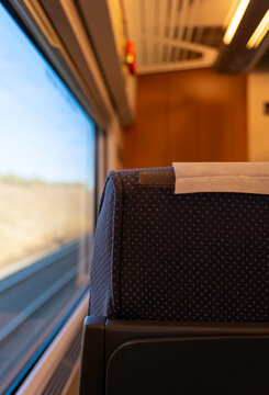 A window seat on a Spanish high speed train. It's morning and the train is on its way to Madrid.