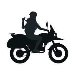 Fototapeta na wymiar Black silhouette of person riding a motorcycle isolated on transparent background 