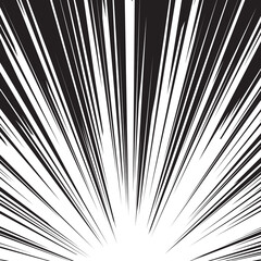 上から下に線が伸びているモノクロの集中線　漫画風